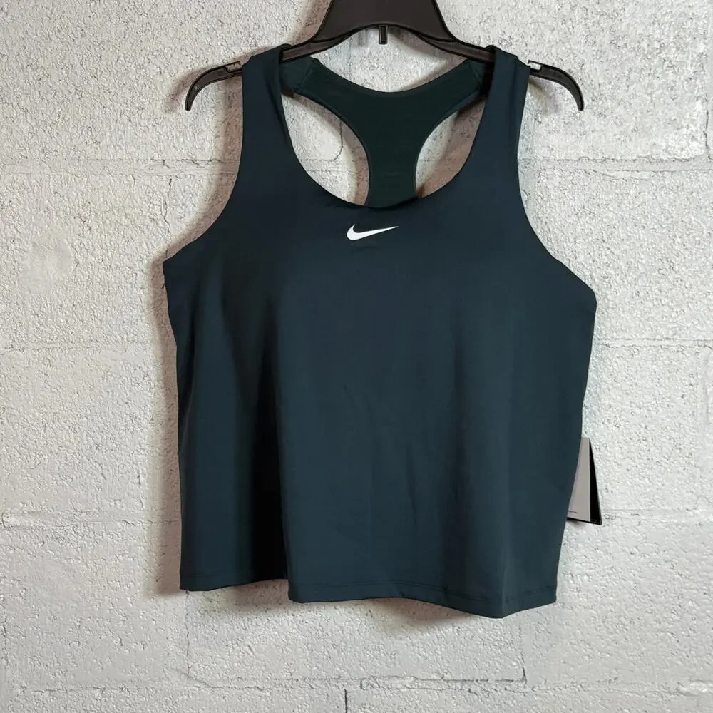 Nike Mid Support Padded Sports Bra Tank Top Deep Jungle 1X,runs big see below